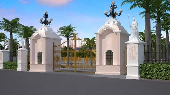 Grand entrance gate of the gated community at Siddhi Olympia